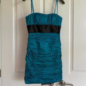 BCBG Maxazria Teal coloured strapless dress